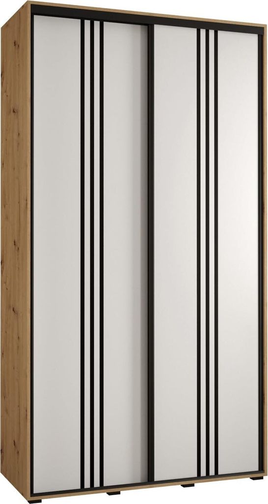 MEBLE KRYSPOL Cannes 6 Schrank mit 2 Schiebetüren - 205,2x130x45 cm - Artisan Weiß Schwarz