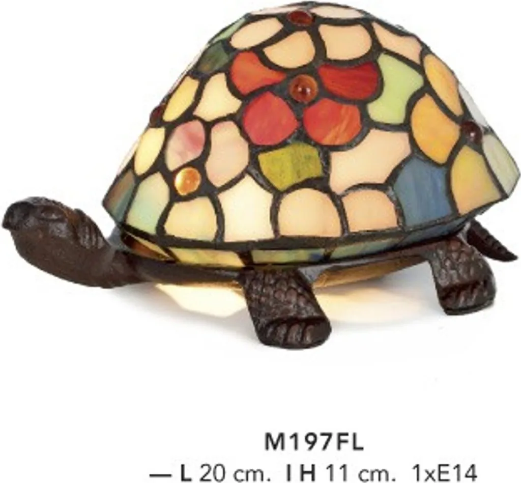 Lampe de Chevet Tortue Tiffany pour Chambre et Salon - Déco Multicolore