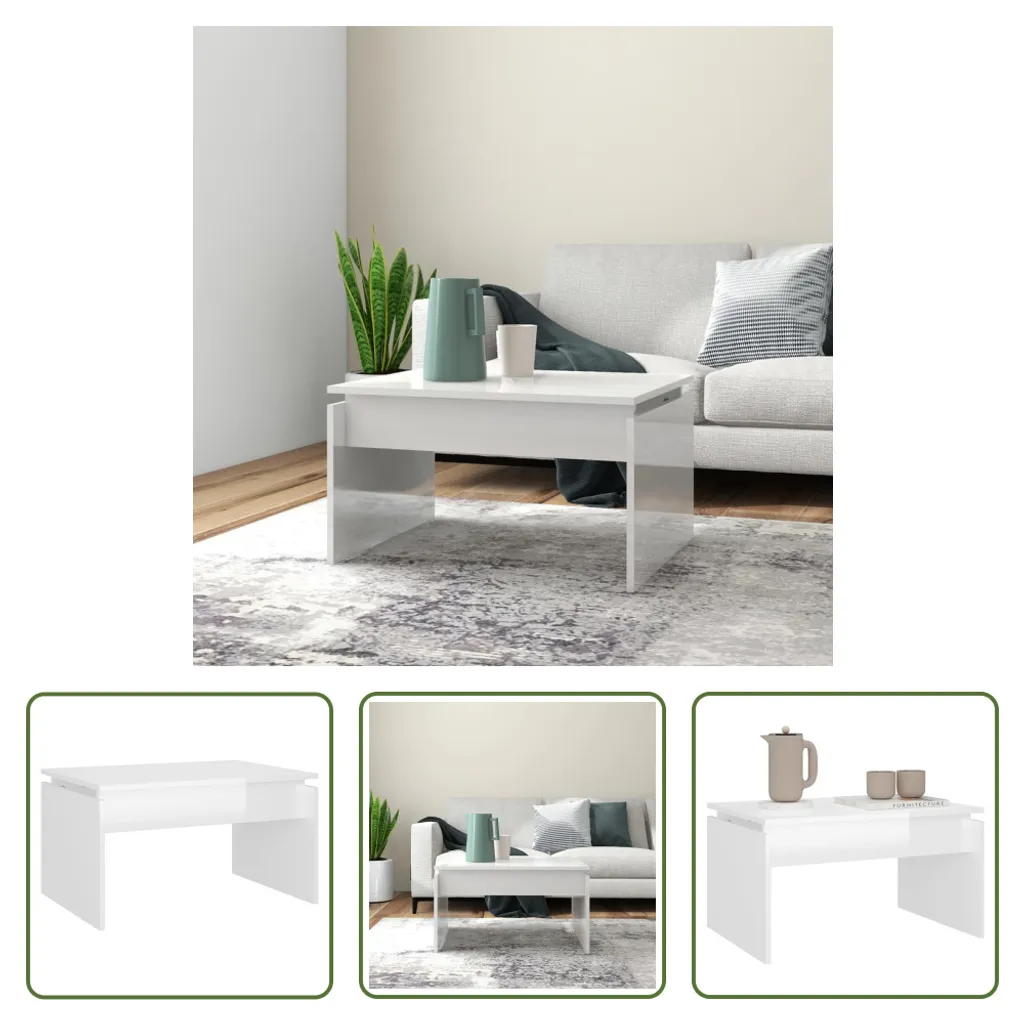Tavolino Basso Bianco Lucido 68x50x38 cm | Design Moderno Economico - 8