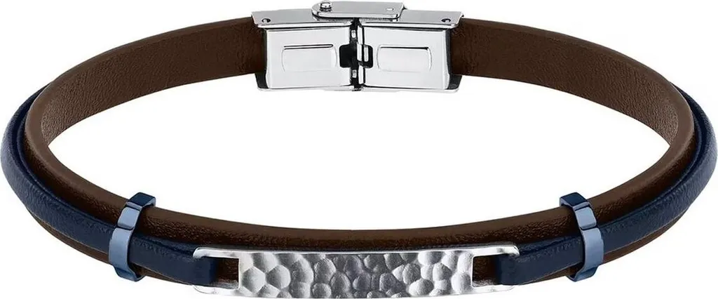 Bijou Homme : Bracelet Sector en Acier Inoxydable Argent Bleu Marron