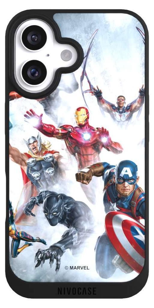 NIVOCASE Handyhülle für Apple iPhone 16 Hülle NIVOpure Case Schwarz Offizielles Lizenzprodukt Marvel The Avengers