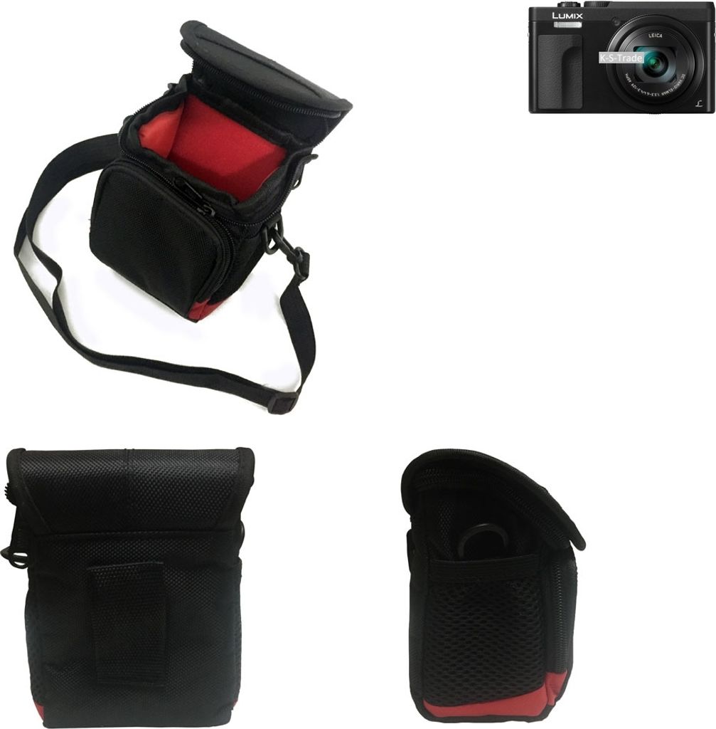 K-S-Trade Kameratasche Fototasche Umhängetasche Schultertasche Zubehör Tasche Schutz Hülle kompatibel mit Panasonic Lumix DC-TZ91 mit Zusatzfach