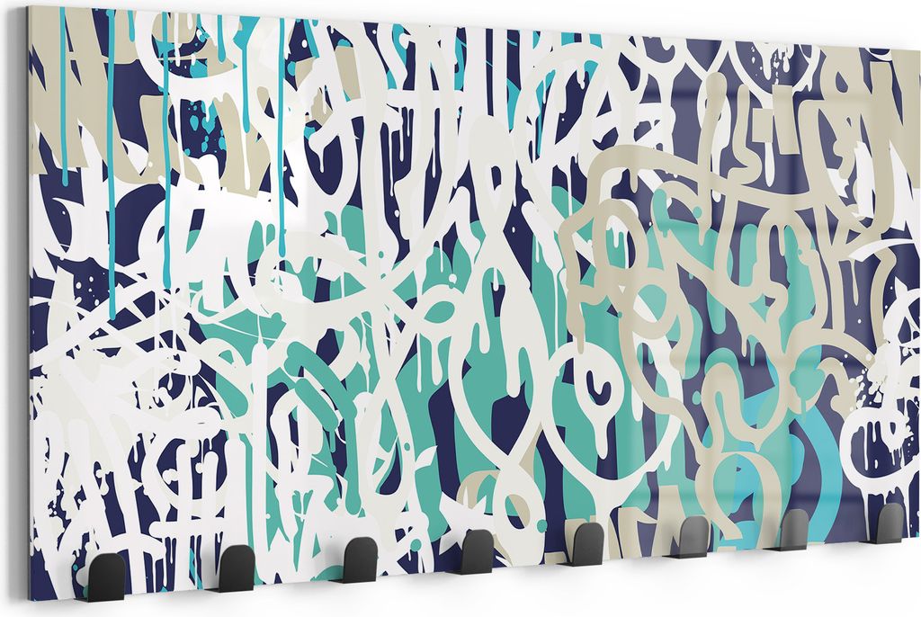 DEQORI Kleiderhaken Glas 60x30 cm 'Kalligrafie Chaos' Wand Garderobe beschreibbar Paneel
