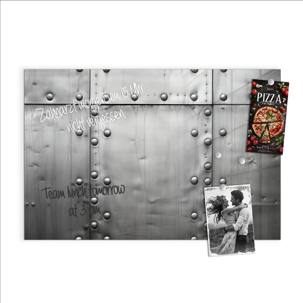 Magnettafel 90x60cm Pinnwand Whiteboard beschreibbar - Metallplattenoptik