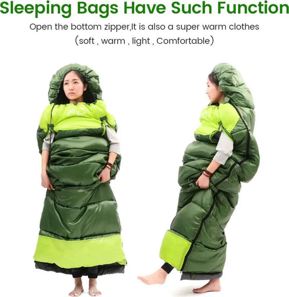 Sac de couchage jumelable droit vert extérieur avec option format XXL