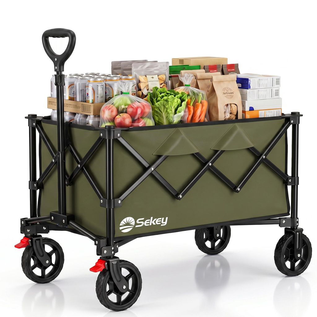 Sekey Bollerwagen faltbar 150 kg mit Bremsen, klappbarer Produktbild 