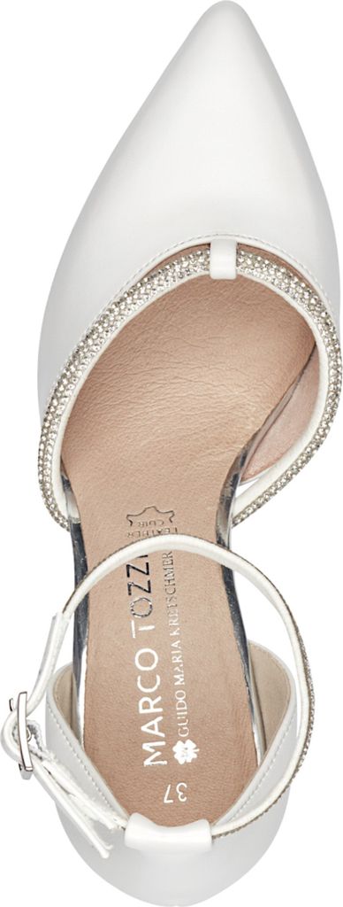 MARCO TOZZI Damen Pumps Fesselriemen Strasssteine Synthetik Leder 2-82404-42, Größe:40 EU, Farbe:Weiß