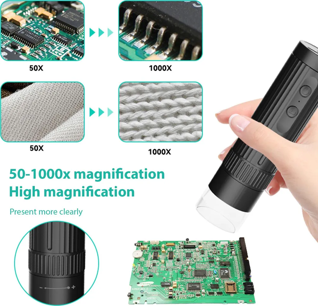 Microscope numérique USB 1000X 1080P avec support réglable et LED