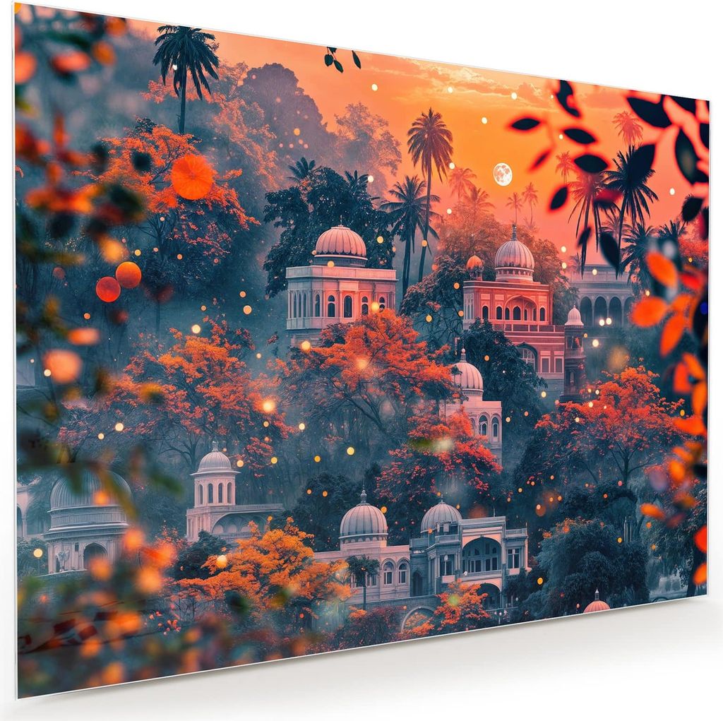 Glasbild 120x90cm in XXL für Wohnzimmer, Schlafzimmer Motiv Traumhafter Tempel