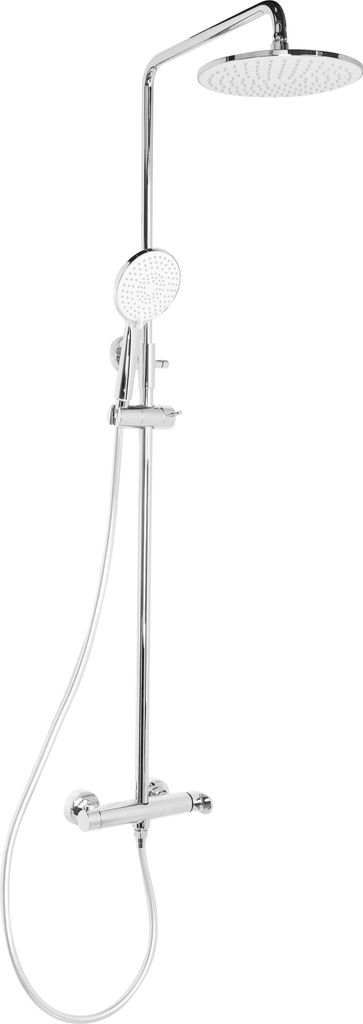 BELIANI Wand Duschset Silber Messing mit Armatur Regendusche Duschbrause Einhebelmischer Höhenverstellbar Modern 3 Funktion Duschsystem