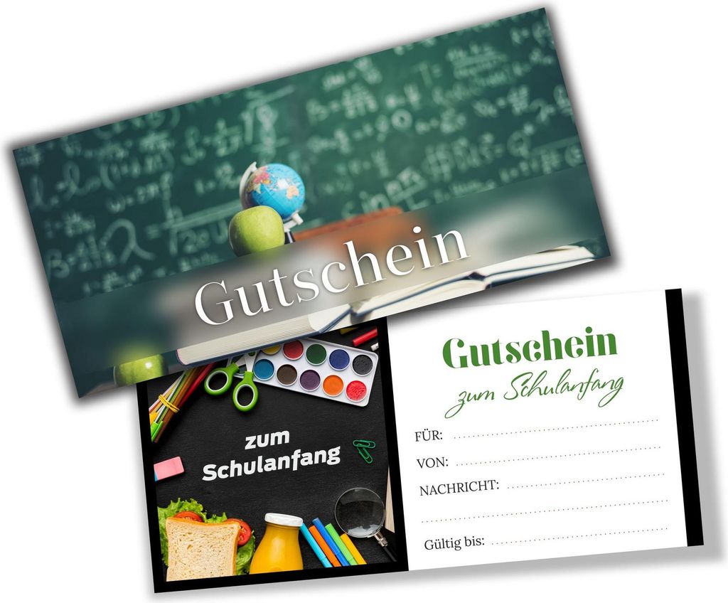 itenga Geschenkgutschein Fotodesign - Motiv SCHULANFANG Postkarte zum Ausfüllen 21,0 x 9,8 cm