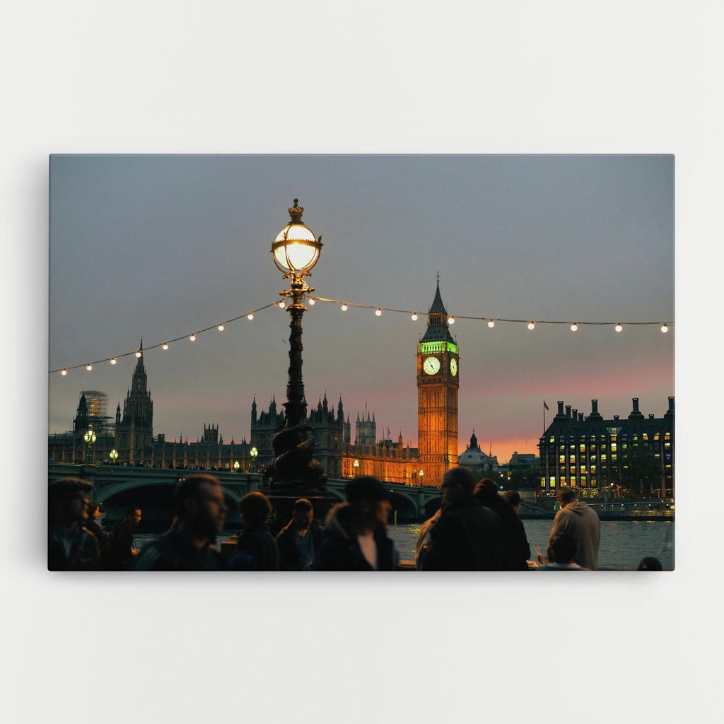 ARTHUB Leinwandbild 70x100 cm, Clock Lights | Wohnzimmerdekoration, Hängende Bilder, Wanddekoration, Heimdekoration, Landschaften, Städtisch