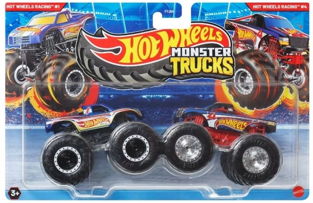 RACING #1 vs RACING#4 HW 1:64 Hot Wheels Monster Trucks Demolition Doubles
