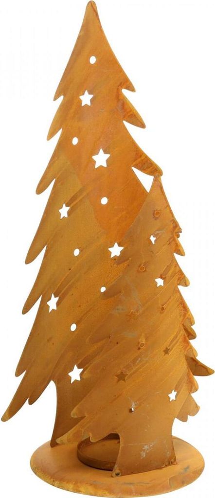 Windlicht "Sternenzauber" Tannenbäume Edelrost-Optik, Metall, Weihnachtsdeko, H46cm B25,5cm
