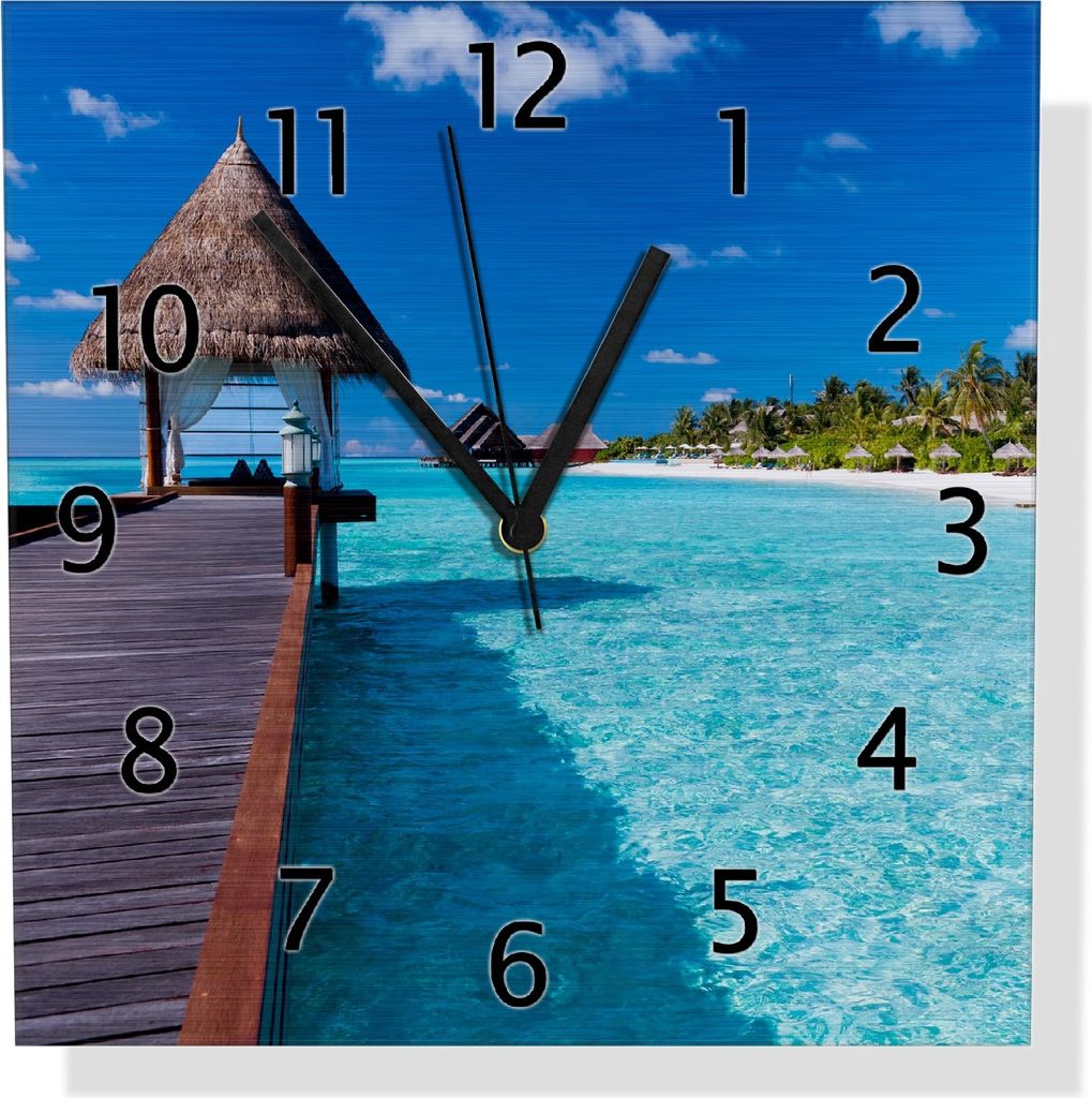 Wallario Design Wanduhr Ein Platz in der Südsee aus Aluverbund, Größe 30 x 30 cm