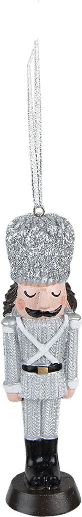 Clayre & Eef Weihnachtsanhänger Nussknacker 13 cm Silberfarbig Kunststoff