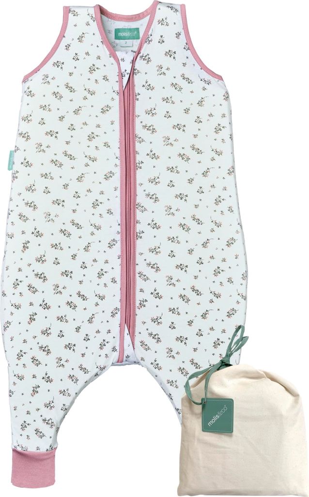 molis&co - Baby Schlafsack mit Füßen 0.5 TOG - Sommerschlafsack für Jungen - Kinder Babyschlafsack mit Beinen - 100% Baumwolle ( 100), - Bloom P...