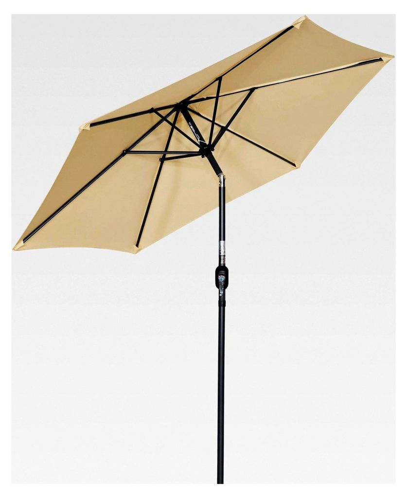 Sonnenschirm Ø 270 cm Gartenschirm Marktschirm Terrassenschirm Taupe Rund Sonnenschutz aus Aluminium, Stahl und Polyester UV50+ Beige