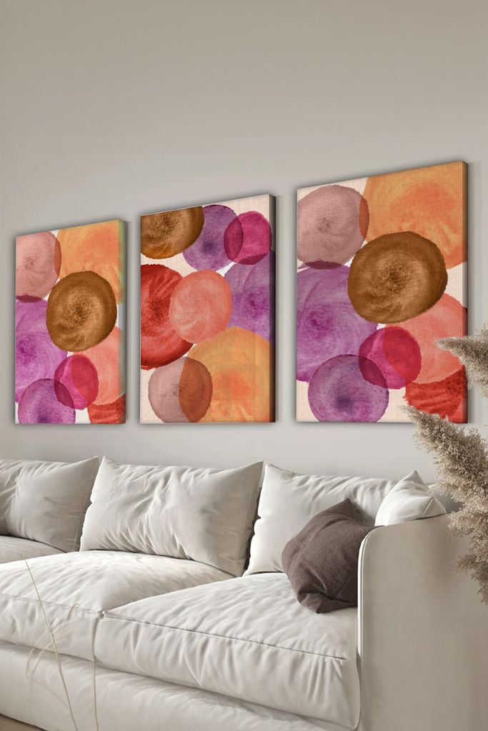 Wallity, 3Cnvs2 - 40 x 60, Dekoratives Leinwandgemälde (3 Teile), 100 % LEINWAND, Mehrfarbig, 40 x 60 cm