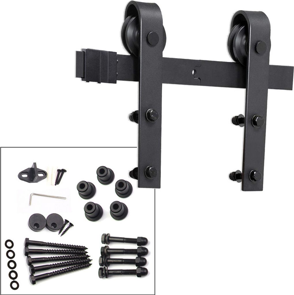 Jiubiaz Schiebetürsystem Montageset Laufschiene Holztür Schiebetürbeschlag 183/200cm