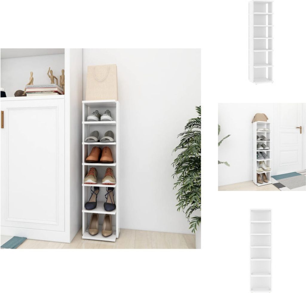 vidaXL Armoire à chaussures blanche 27,5x27x102 cm Bois Image du produit 