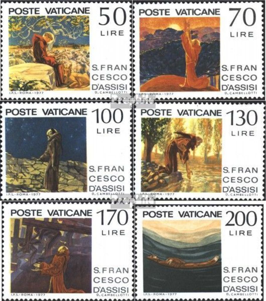 Briefmarken Vatikanstadt 1977 Mi 695-700 (kompl.Ausg.) postfrisch Franz von Assisi