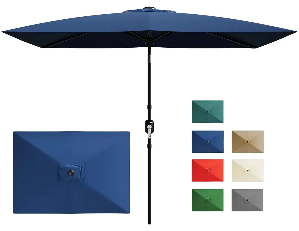 Parasol de terrasse rectangulaire 2x3m inclinable coloris bleu marine