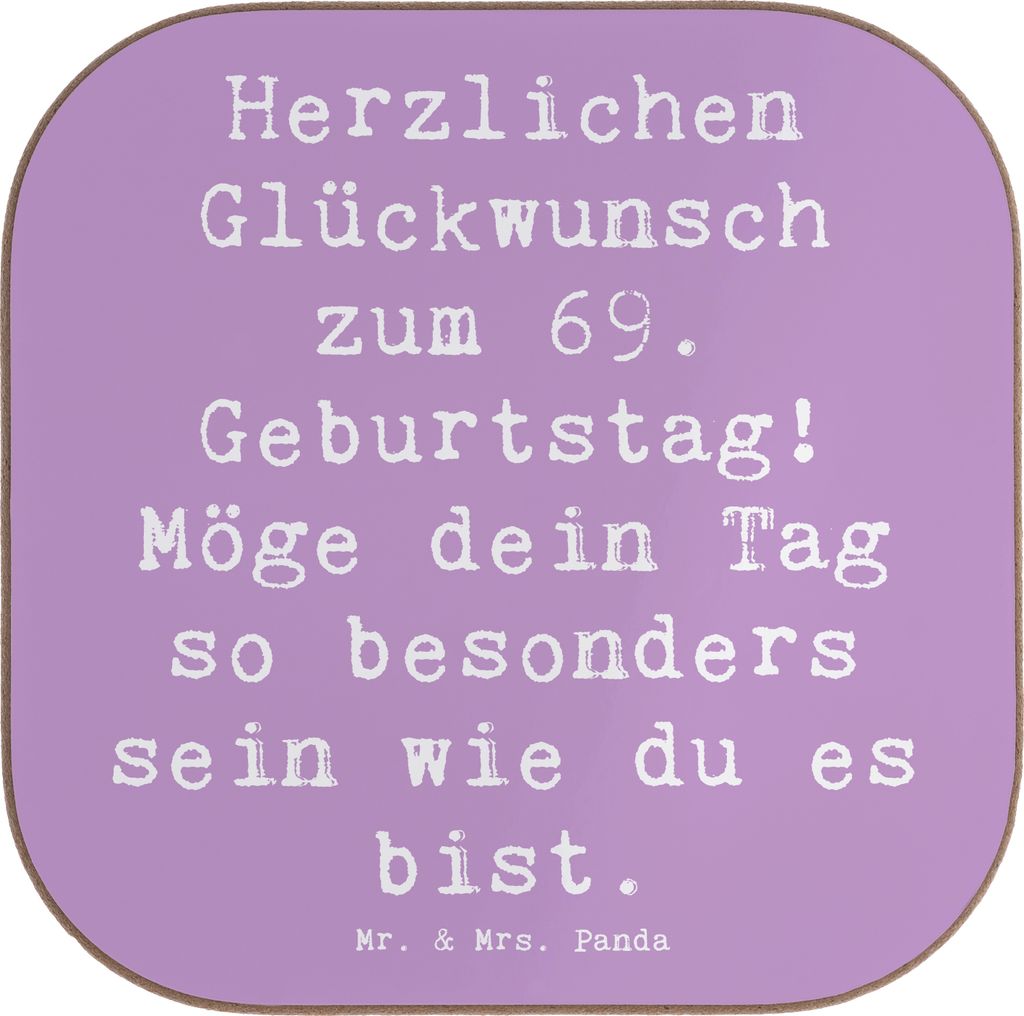 Mr. & Mrs. Panda Tischuntersetzer Spruch 69. Geburtstag Besonderer Tag - Lavendeltraum - Geschenk, Jubilar, Happy Birthday, Tassen Untersetzer, unt...