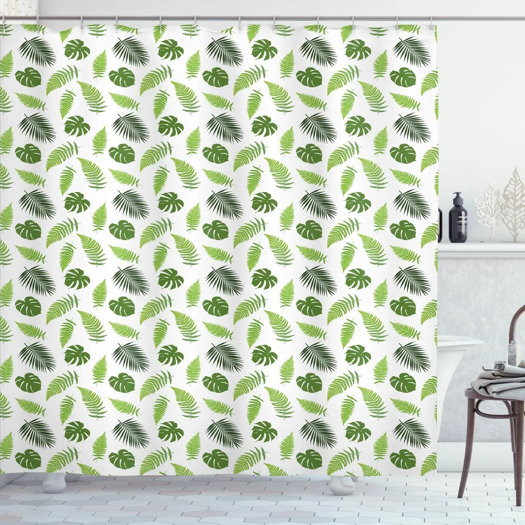 ABAKUHAUS Tenda Doccia Jungle Leaves - Tessuto Turco 175x180 cm