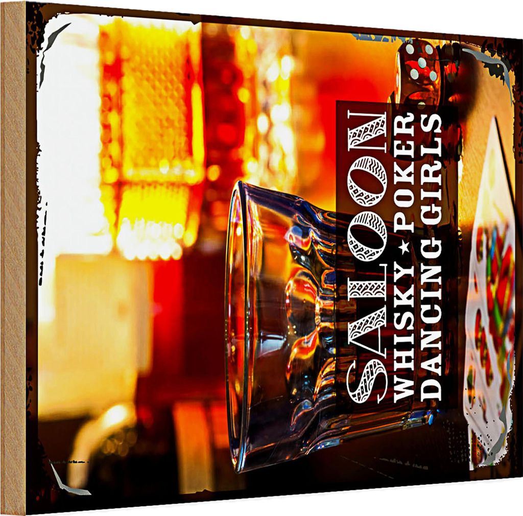 Holzschild Spruch Saloon Whisky Poker Zigarre Girls 20x30cm