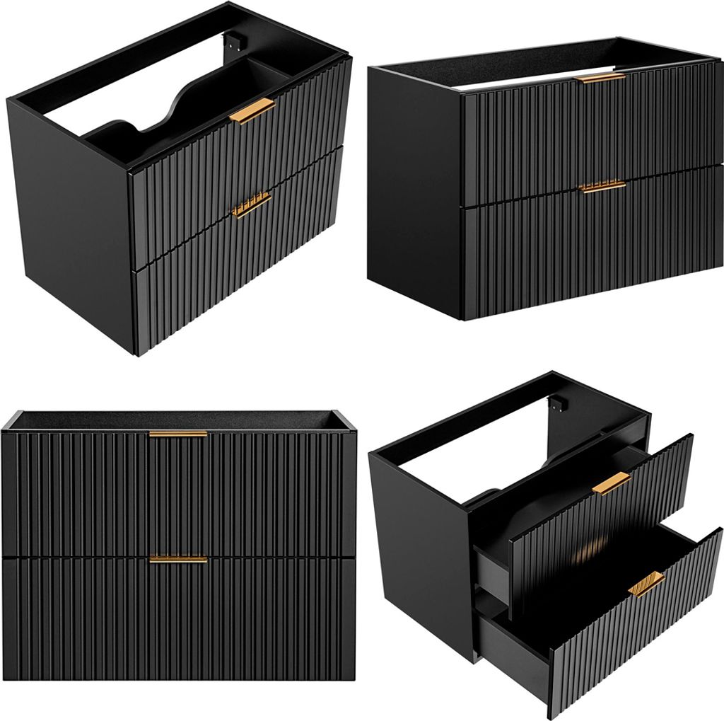 Waschtisch-Unterschrank 80cm mit Keramik Waschbecken Produktbild 6