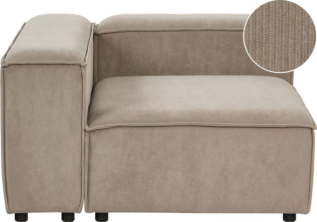 BELIANI Ecksessel Rechts Hellbraun Cord 1-Sitzer Produktbild 