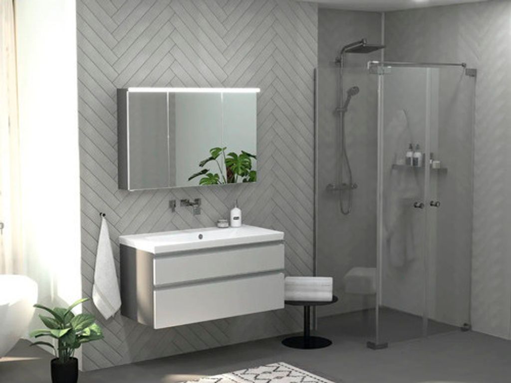 Jungborn Duschtür mit Seitenwand SETTE Pendeltür rechts Seitenwand links 100 x 75 cm Profilfarbe chrom Klarglas mit schmutzabweisende Glasbeschic...