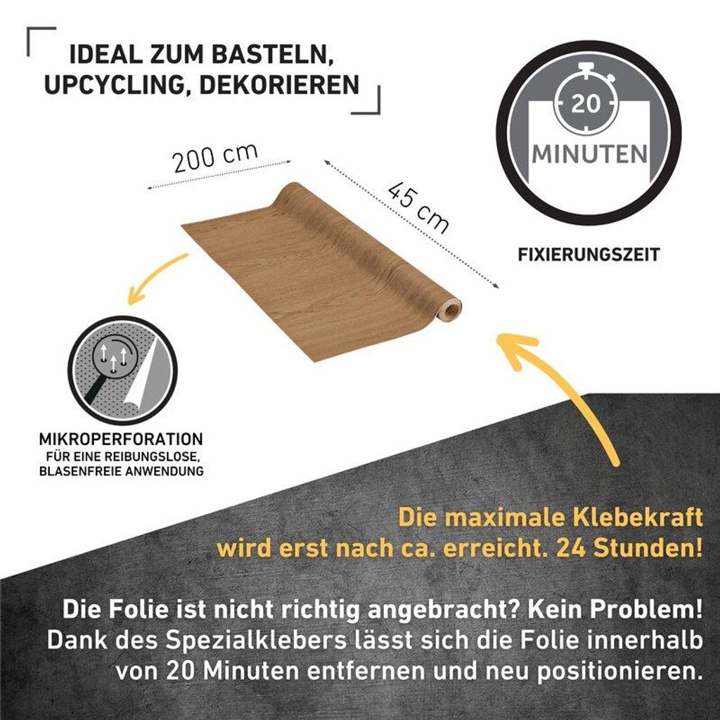 Perfect Fix® Klebefolie Eiche mittel - 90x210cm Produktbild 