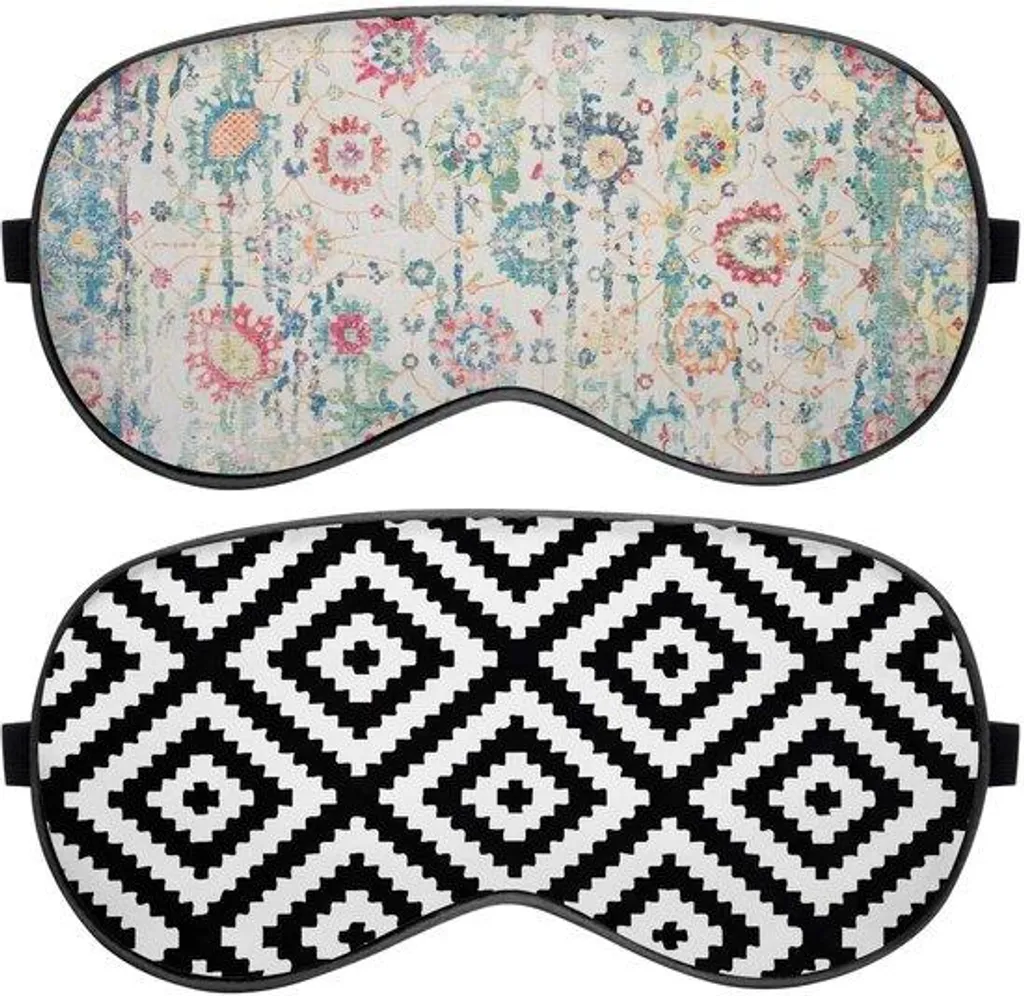 Masque de voyage en soie pour avion et sieste motif Boho Rhombus chic