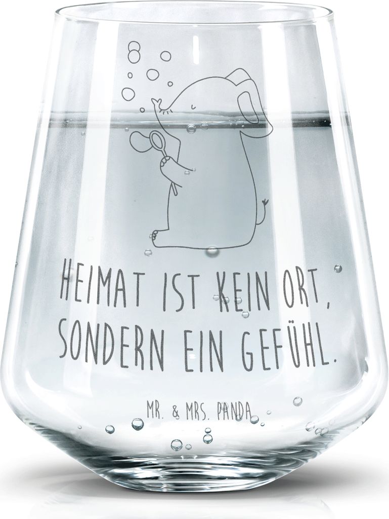 Mr. & Mrs. Panda Becherglas Elefant Seifenblasen - Transparent - Geschenk, Glas, Liebe, Wasserglas, Tumbler, Heimat, Elefanten, Wasserbecher, Liebe...