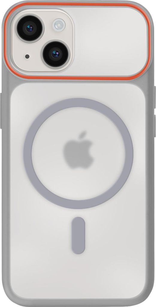 Avizar, MagSafe Hülle iPhone 14 / 13 Rauchglas Silikonrahmen, Grau