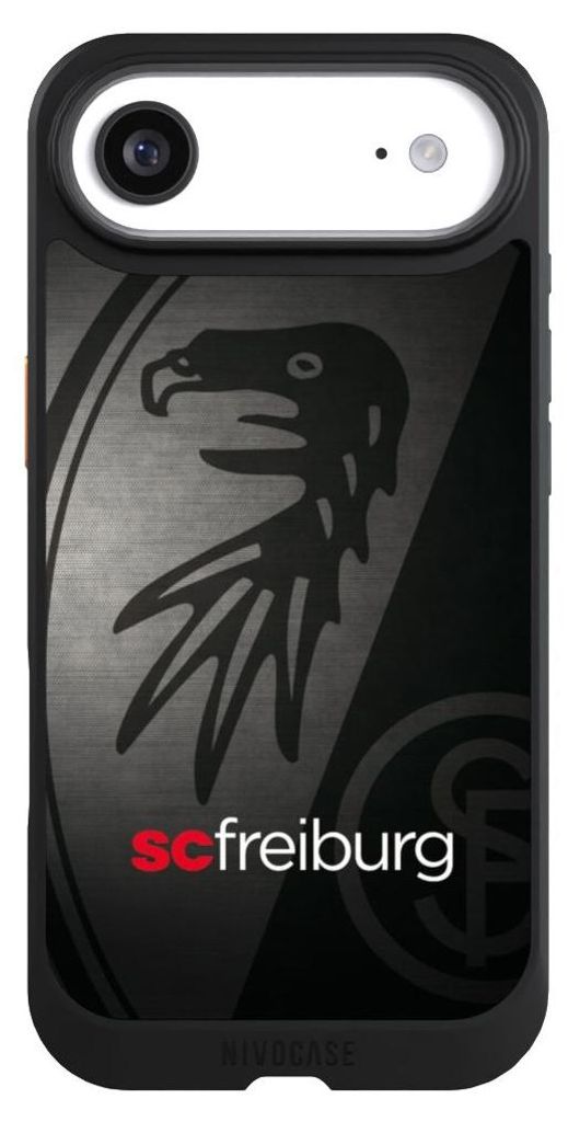 NIVOCASE Hülle für Apple iPhone Air Handyhülle NIVOcore Case Schwarz Metallic Look Offizielles Lizenzprodukt SC Freiburg