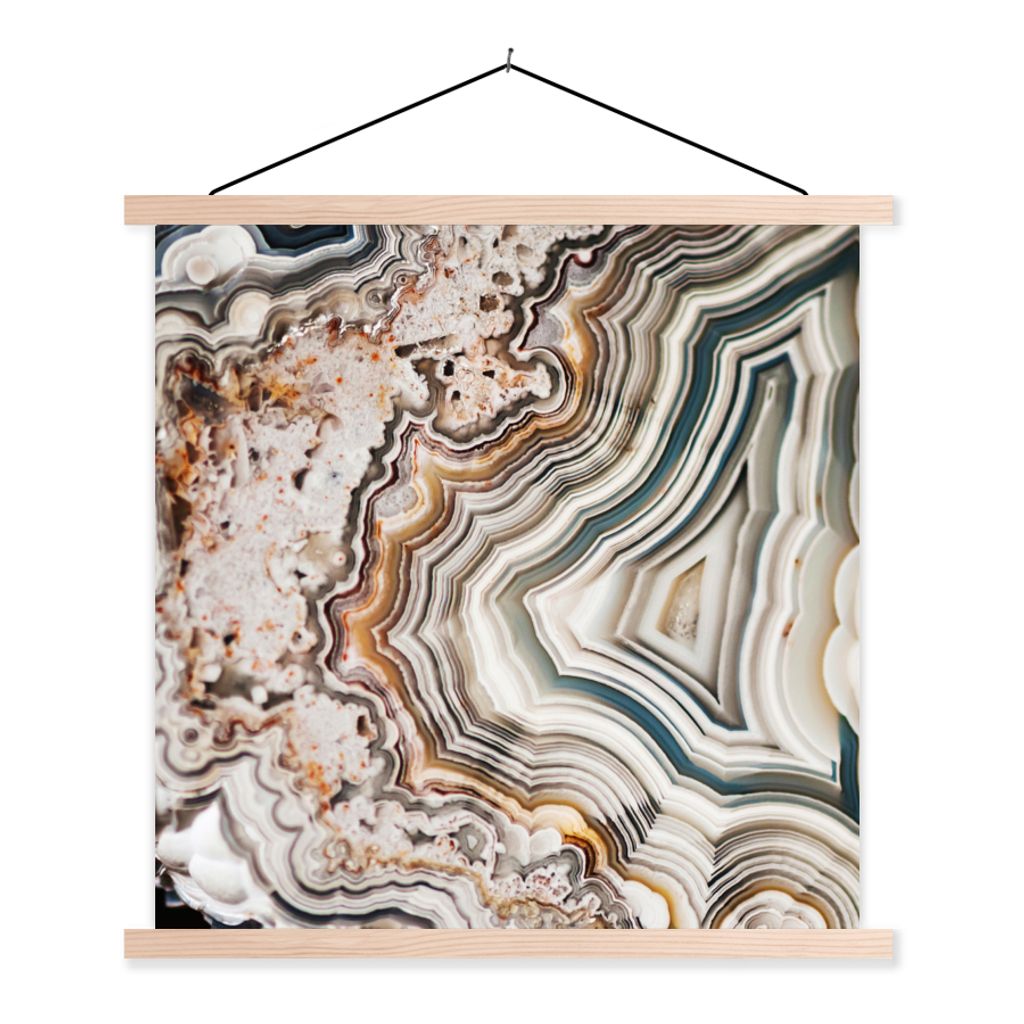 MuchoWow Textilposter Edelstein - Marmor - Natur - Abstrakt 60x60 cm mit holzfarbenen Rahmen - Wanddekoration