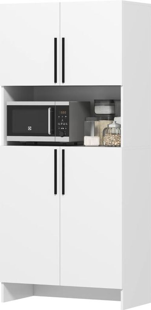 Fortuna Lai Küchenschrank, Vorratsschrank für Küche, Wohnzimmer, Esszimmer, Schränke, Regale, Mikrowellenablage, Spanplatte, Weiß