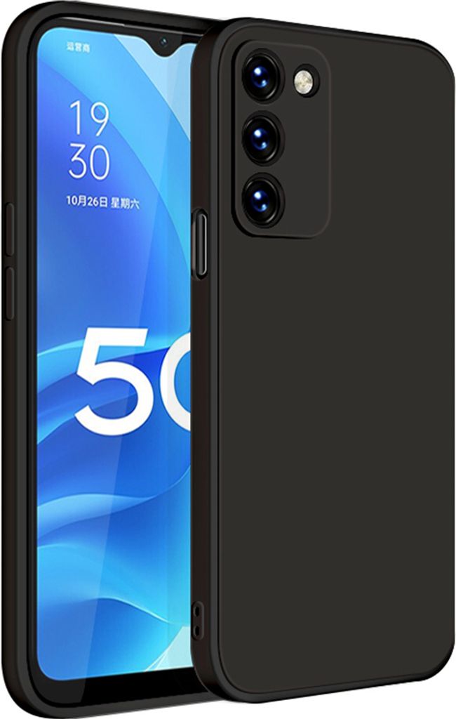 OPPO A55 5G Hülle, LaimTop Slim Liquid Silikon Gel Gummi Schutzhülle für OPPO A55 5G Schwarz