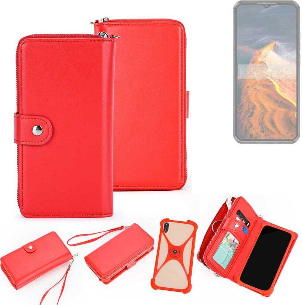 K-S-Trade 2in1 Schutzhülle Portemonnee Handyhülle mit Bumper kompatibel mit Oukitel WP50 Hülle Case Etui Geldbörse Smartphone rot (1x)