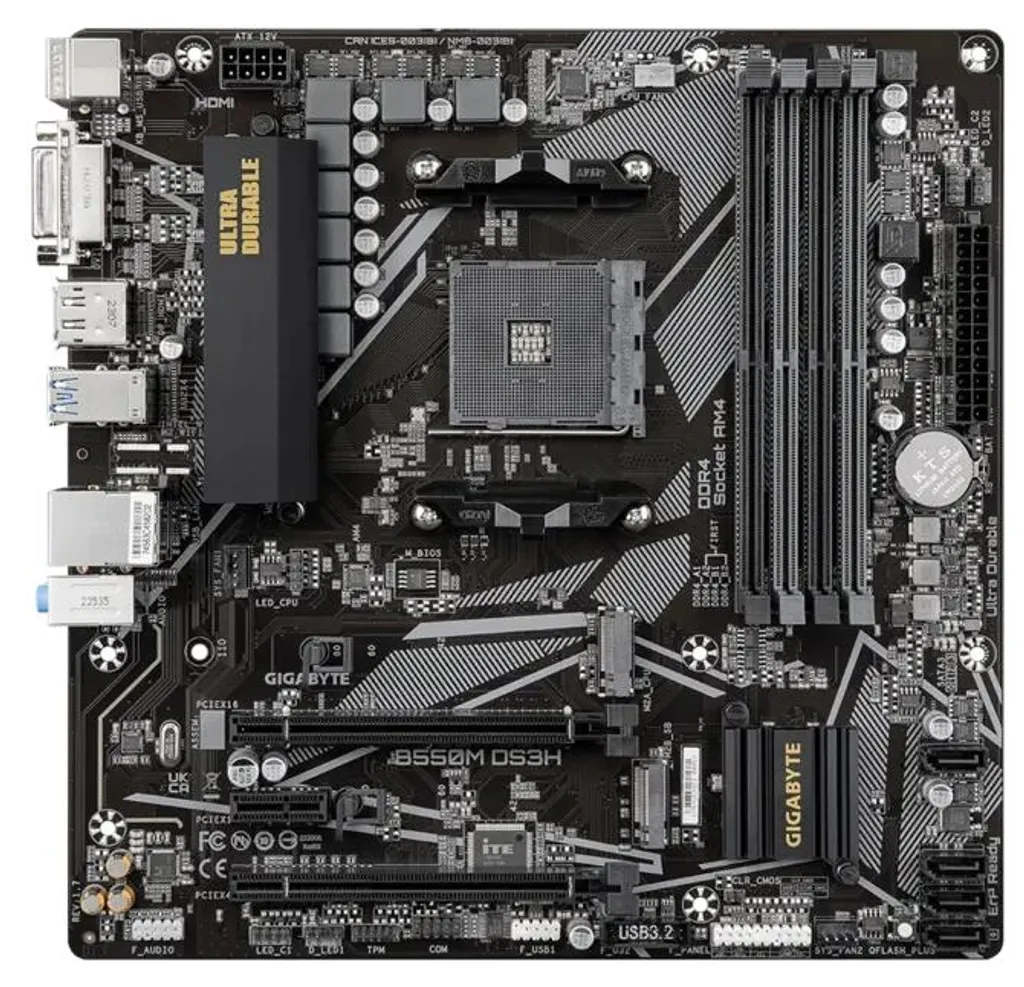 Carte Mère PC GIGABYTE B550M DS3H pour Montage Vidéo et Bureautique 128Go