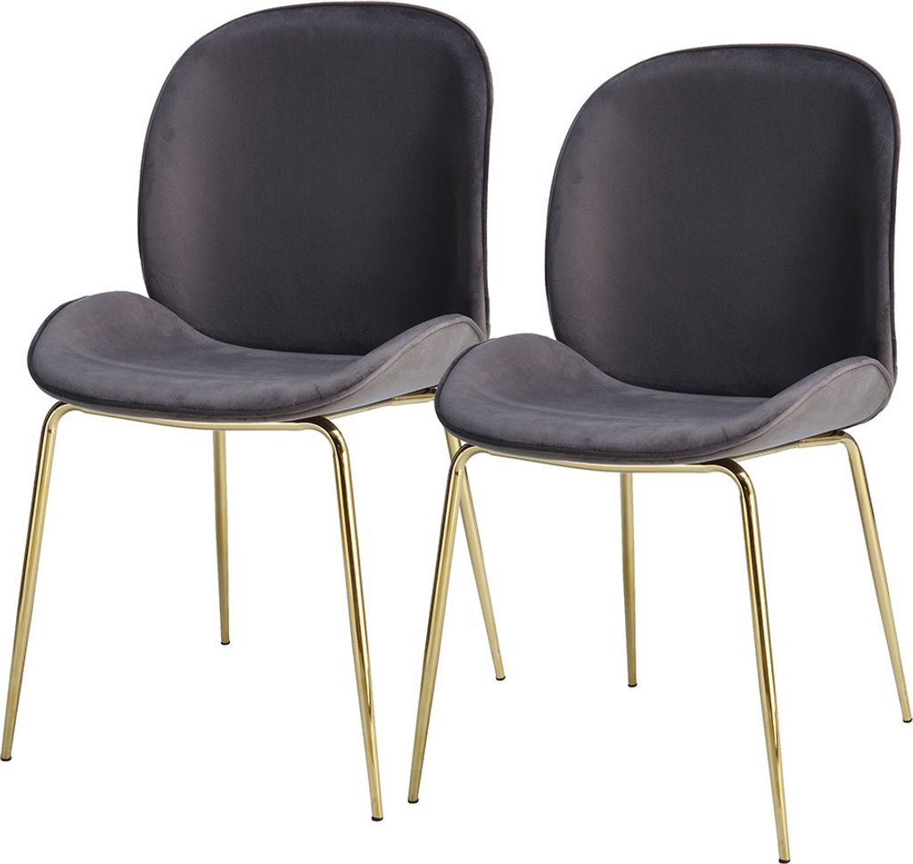 QIYANO Esszimmerstuhl 2er-Set Dunkelgrau, Samt, Modern, Wohnzimmer, Küche, Weich