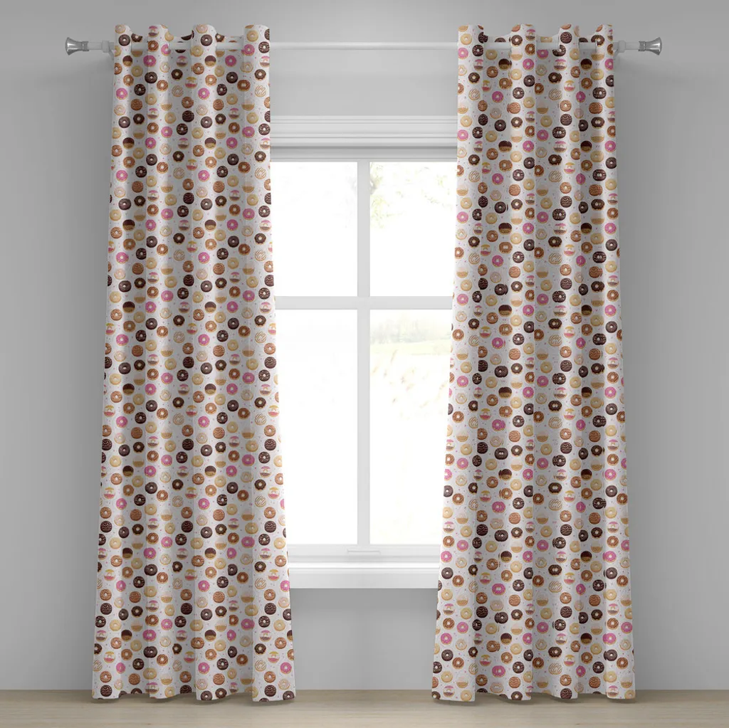 Rideau à œillets ABAKUHAUS motifs beignets rose 280 x 175 cm en tissu