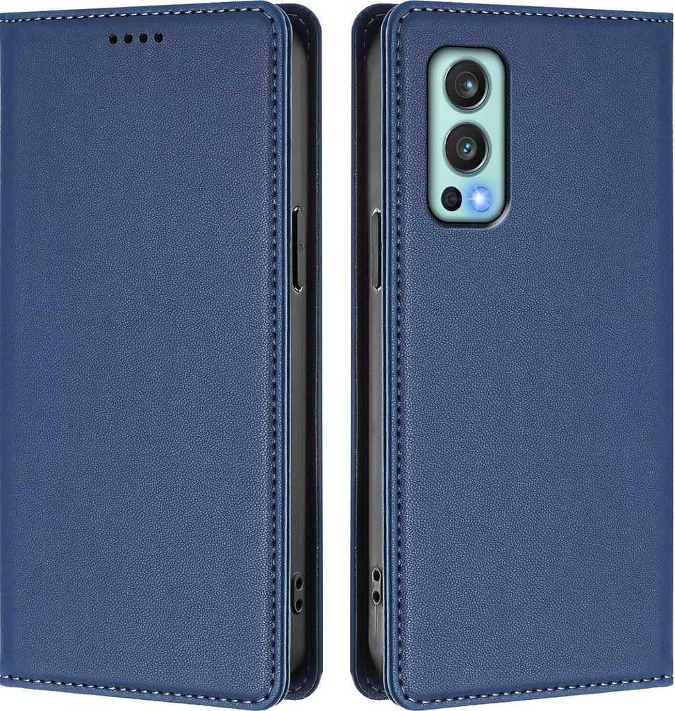 Handyhülle für OnePlus Nord 2 5G, Kunstleder Klapphülle Stoßfeste Magnetische Hülle mit Ständer Dunkelblau