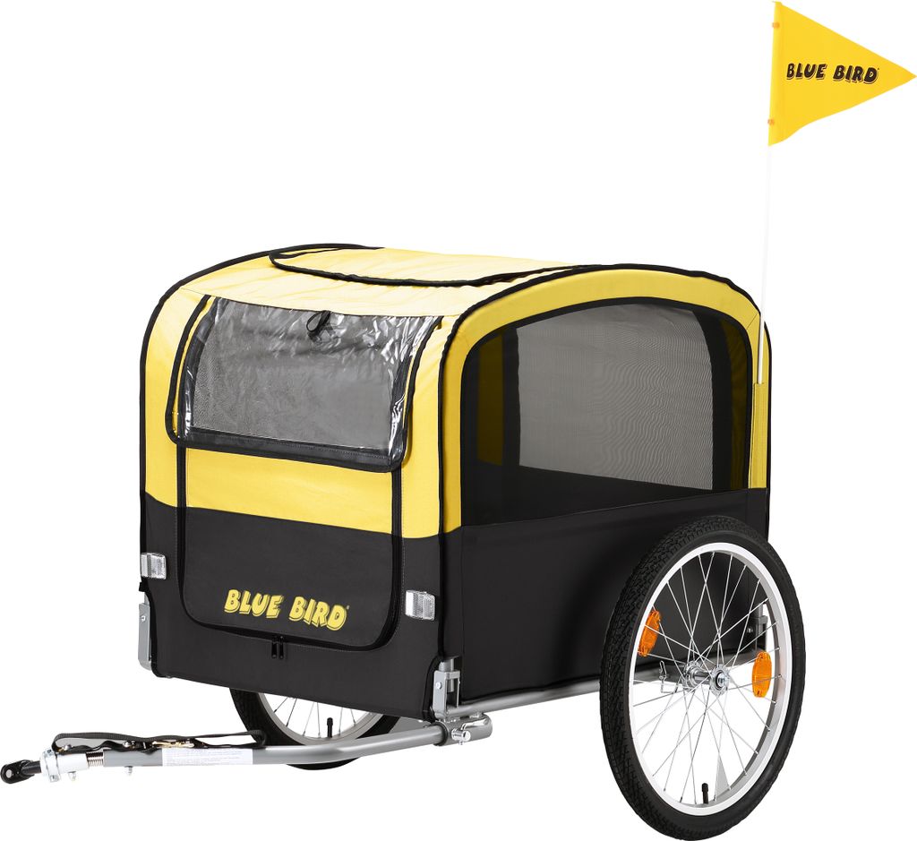 Blue Bird Hundeanhänger Fahrradanhänger für Hunde Anhänger 82x80x90cm, Herstellernummer:MONZ66471, Farbe:gelb/schwarz