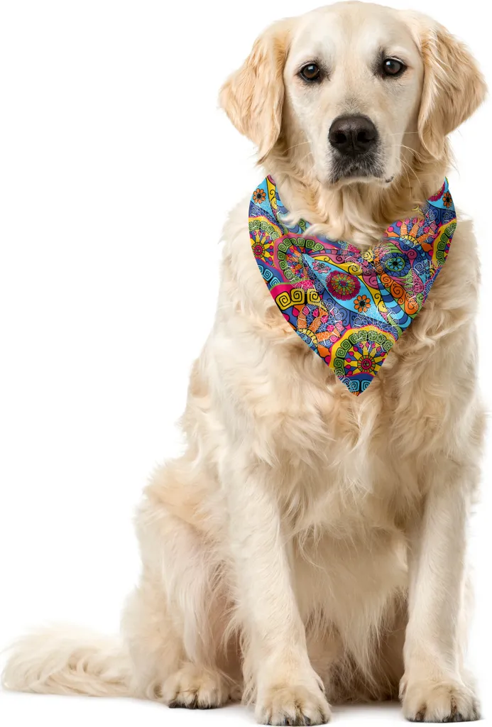 ABAKUHAUS Bandana per animali domestici Mandala, motivi astratti, 55x55 cm, multicolore