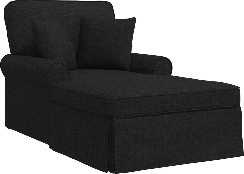 vidaXL Chaise Lounge mit Rock mit Kissen 3 pcs Schwarz Stoff