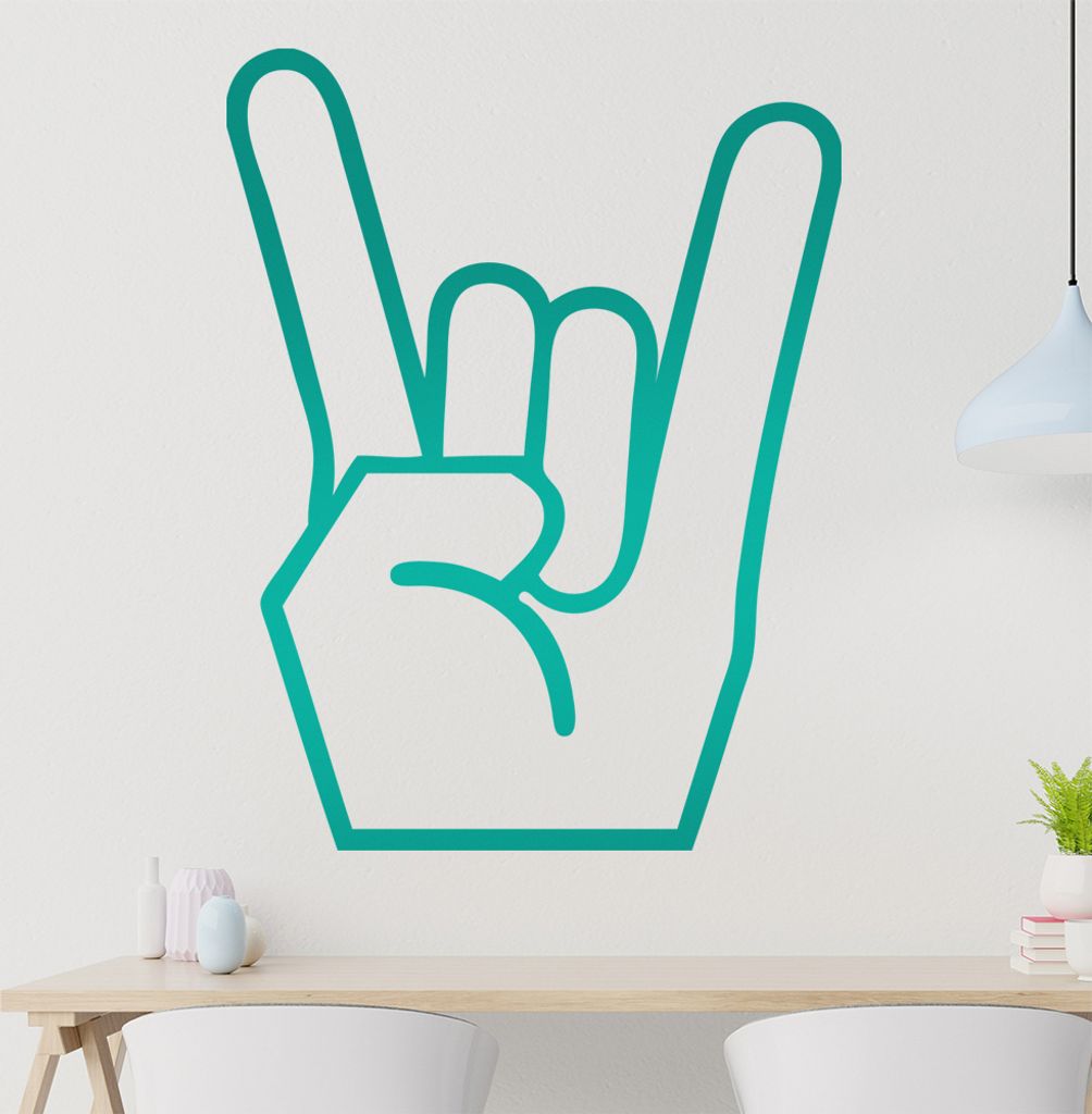 Hörner Handgruß Wandtattoo in 6 Größen - Wandaufkleber Wall Sticker - Dekoration, Küche, Wohnzimmer, Schlafzimmer, Badezimmer